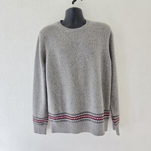 Brooks Brothers Sweater Mens Large Gray Merino Wool Blend Knit Crew Neck Grandpa